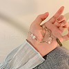 Stainless Steel Glass Round Beads Bracelets for Women WG88E43-09-1