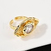Brass Pave Cubic Zirconia Adjustable Open Cuff Rings for Women RJEW-R032-01G-3
