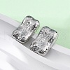 Rectangle Brass Micro Pave Cubic Zirconia Stud Earrings EJEW-R025-21P-3