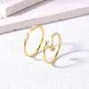 Elegant Sterling Silver Pave Cubic Zirconia Open Double Rings JJ9754-1