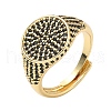 Brass Micro Pave Cubic Zirconia Cuff Rings for Women RJEW-A069-13G-6