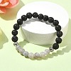 Natural Dyed Crackle Agate & Lava Rock Round Beaded Stretch Bracelet BJEW-TA00444-02-2