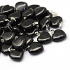 Heart Natural Black Stone Pendants X-G-Q371-05-1