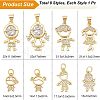SUPERFINDINGS 8Pcs 8 Style Brass Micro Pave Clear Cubic Zirconia Pendants ZIRC-FH0001-25-4