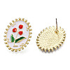 Enamel Flower of Life Stud Earrings EJEW-N046-018-1