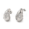 Cubic Zirconia Teardrop with Moon Stud Earrings EJEW-Z019-21P-1