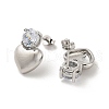Heart Rack Plating Brass Micro Pave Clear Cubic Zirconia Stud Earrings EJEW-M240-03P-2