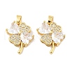Clover Brass Micro Pave Cubic Zirconia Pendants KK-M325-13A-G-1