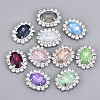 Resin Rhinestone Cabochons with Crystal Rhinestone and Brass Findings RB-S066-22S-3