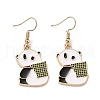 Panda Enamel Dangle Earrings for Women EJEW-Z015-11-1