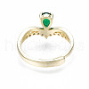 Green Cubic Zirconia Crown Adjustable Ring RJEW-N035-067-NF-2