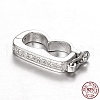 Anti-Tarnish Rhodium Plated 925 Sterling Silver Rhinestone Twister Clasps STER-N014-18-3