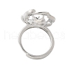 Flower Brass Shell & Cubic Zirconia Adjustable Ring Settings KK-K297-07P-3