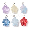 50Pcs Transparent Glass Sea Animal Pendants PALLOY-JF02825-S-1