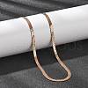 4MM 304 Stainless Steel Flower Herringbone Chain Necklaces for Women NJEW-B131-08RG-1