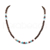 Summer Beach Natural Red Jasper & Synthetic Turquoise & White Shell & Coconut Beaded Necklaces NJEW-JN05011-1