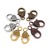 Kissitty Tibetan Style Alloy Heart Lobster Claw Clasps TIBE-KS0001-02-3
