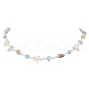 Summer Natural Dyed Aquamarine & Round White Jade & Natural Sea Shell & Shell Pearl Beaded Necklaces NJEW-JN05269-4