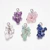 Natural Gemstone Cluster Pendants HJEW-JM00257-1