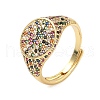 Brass Micro Pave Cubic Zirconia Cuff Rings for Women RJEW-A069-13G-01-4