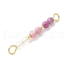 Faceted Round Natural Quartz Crystal & Ruby & Pink Tourmaline Beaded Connector Charms PALLOY-JF03530-09-3
