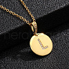 Brass Micro Pave Clear Cubic Zirconia Flat Round with Letter Pendant Necklaces FS-WG00655-12-1