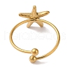 Ion Plating (IP) 304 Stainless Steel Starfish Open Cuff Rings for Women RJEW-M167-08B-G-3