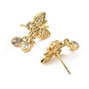 Rack Plating Brass Butterfly Dangle Stud Earrings with Cubic Zirconia for Women EJEW-L261-011G-2