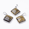 Natural Tiger Eye Pendants G-E420-08P-2