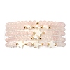 5Pcs 5 Style Natural Rose Quartz & Pearl & Shell Star Beaded Stretch Bracelets Set BJEW-JB09495-01-3