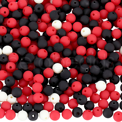 SOFPLATE 500Pcs Rubberized Style Imitated Silicone Acrylic Beads MACR-SP0001-07B-1