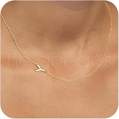 Brass Initial Link Chain Necklaces for Women FS-WG848C9-25-1
