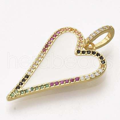 Golden Plated Brass Micro Pave Cubic Zirconia Pendants X-ZIRC-T012-45G-C-1
