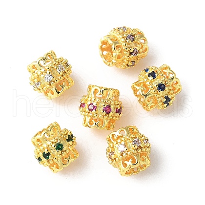 Brass Micro Pave Cubic Zirconia Beads KK-U067-07G-1