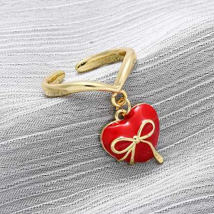 Brass Enamel Open Cuff Rings for Women RJEW-U057-14A-G-1