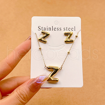 304 Stainless Steel Pendant Necklaces & Stud Earrings Sets FS-WGEB5F1-26-1