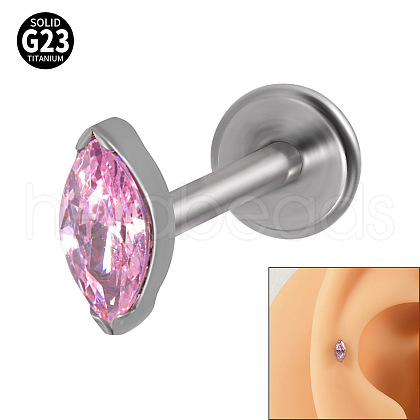 G23 Titanium Cubic Zirconia Horse Eye 17 Gauge Internally Threaded Labrets for Women Men WG9E7C9-30-1