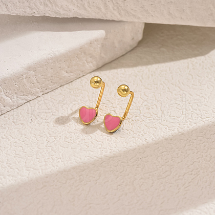 Stainless Steel Shell Heart Stud Earrings MS8339-4-1