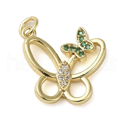 Brass Micro Pave Clear Cubic Zirconia Pendants KK-U005-01K-G-1