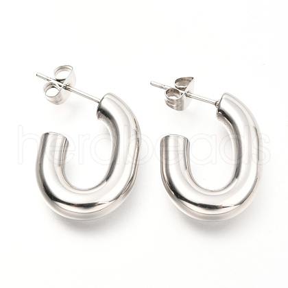 Tarnish Resistant 201 Stainless Steel Half Hoop Earrings EJEW-C501-16P-C-1