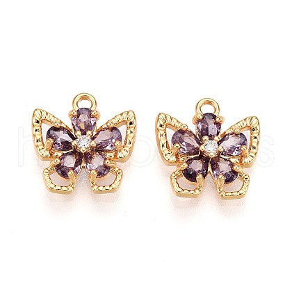 Brass Micro Pave Cubic Zirconia Charms KK-N262-111A-G-1