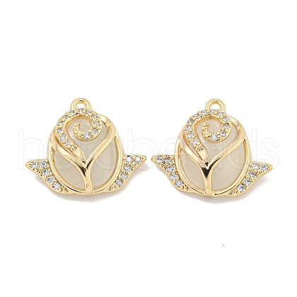 Brass Micro Pave Clear Cubic Zirconia Enamel Pendants KK-S386-24G-1