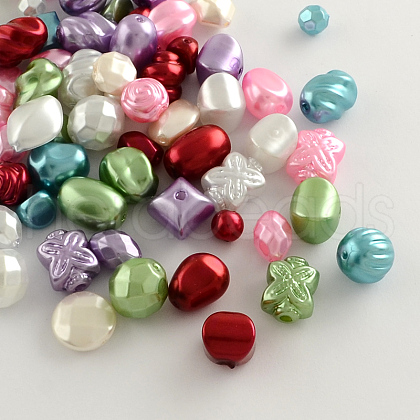Mixed ABS Plastic Imitation Pearl Beads X-MACR-R546-20-1