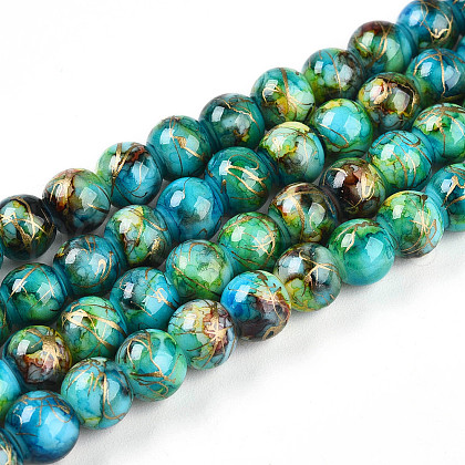 Baking Painted Glass Beads Strands X-DGLA-N003-6mm-B08-1