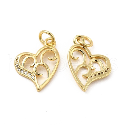 Brass Micro Pave Clear Cubic Zirconia Charms KK-E068-VB186-1