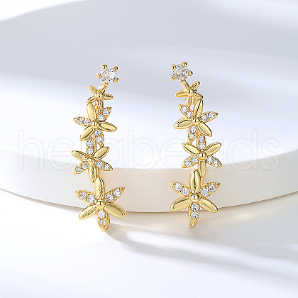 Elegant Flower Brass Clip-on Earrings VP1231-1
