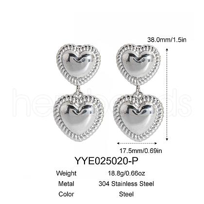 Stylish Stainless Steel Heart Tassel Stud Earrings OK8951-2-1