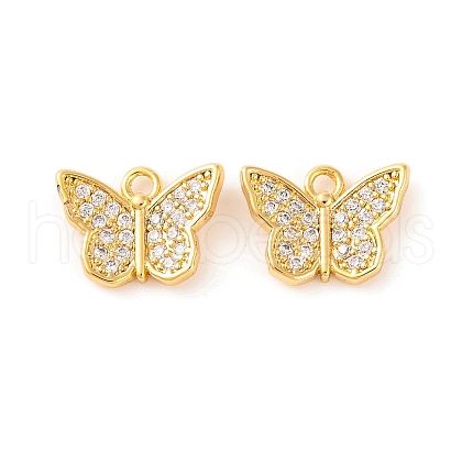 Brass Micro Pave Clear Cubic Zirconia Pendants KK-U017-04G-1