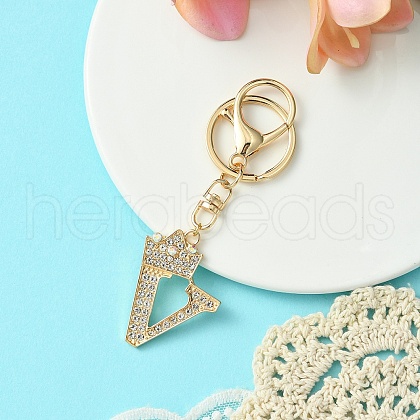 Golden Alloy Rhinestone Keychain KEYC-YW00105-22-1