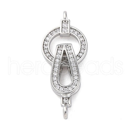 Brass Clear Cubic Zirconia Fold Over Clasps KK-Z078-39P-1